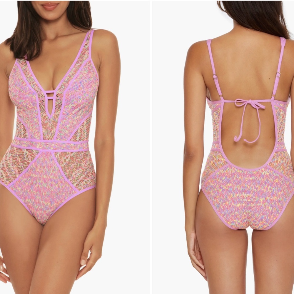 BECCA || color play mesh one piece swimsuit in orchid
